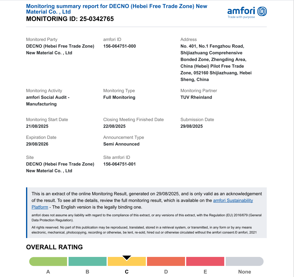 DECNO obtient la certification BSCI